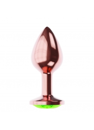 Пробка цвета розового золота с лаймовым кристаллом Diamond Emerald Shine S - 7,2 см. - Lola Games - купить с доставкой в Омске