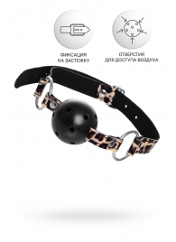 Черный кляп-шар на леопардовых ремешках Anonymo - ToyFa - купить с доставкой в Омске