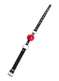 Красный кляп-шар на черных ремешках - ToyFa - купить с доставкой в Омске