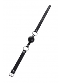 Черный кляп-шар на кожаных ремешках Anonymo - ToyFa - купить с доставкой в Омске