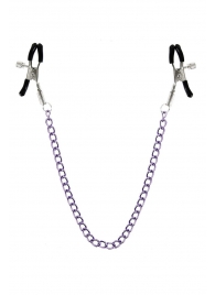 Зажимы для сосков с фиолетовой цепочкой Sweet Caress Nipple Chain - Sweet Caress - купить с доставкой в Омске