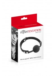 Черный силиконовый кляп-шарик на ремешках - Fetish Tentation - купить с доставкой в Омске