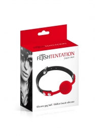 Красный кляп-шарик на черных ремешках - Fetish Tentation - купить с доставкой в Омске