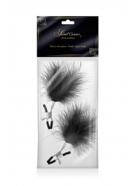 Зажимы на соски с черными пуховыми кисточками Sweet Caress Feather Nipple Clumps - Sweet Caress - купить с доставкой в Омске