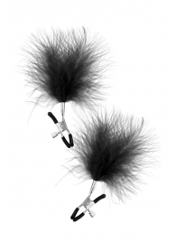 Зажимы на соски с черными пуховыми кисточками Sweet Caress Feather Nipple Clumps - Sweet Caress - купить с доставкой в Омске