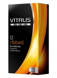 Ребристые презервативы VITALIS PREMIUM ribbed - 12 шт. - Vitalis - купить с доставкой в Омске
