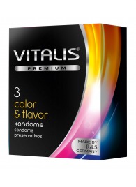 Цветные ароматизированные презервативы VITALIS PREMIUM color   flavor - 3 шт. - Vitalis - купить с доставкой в Омске