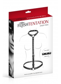 Черная упряжь на тело с шипами на ошейнике - Fetish Tentation - купить с доставкой в Омске
