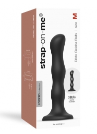 Черная насадка Strap-On-Me Dildo Geisha Balls size M - Strap-on-me - купить с доставкой в Омске