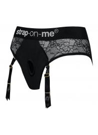 Черные трусики для насадок Diva Lingerie Harness - size S - Strap-on-me - купить с доставкой в Омске
