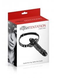 Черный кляп-фаллоимитатор Double Penis Gag - Fetish Tentation - купить с доставкой в Омске