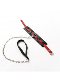 Черный ошейник с красным ремешком и поводком - Crazy Handmade - купить с доставкой в Омске