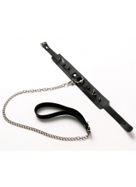 Черный ошейник с шипами и поводком - Crazy Handmade - купить с доставкой в Омске