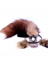 Игровой комплект: серебристая анальная пробка с пушистым хвостом и ободок-ушки - Crazy Handmade - купить с доставкой в Омске