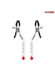 Серебристые зажимы на соски с шариками на цепочках - Notabu - купить с доставкой в Омске