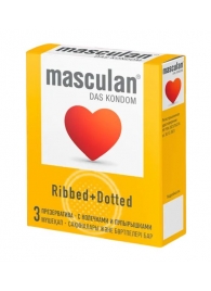 Презервативы с колечками и пупырышками Masculan Ribbed+Dotted - 3 шт. - Masculan - купить с доставкой в Омске