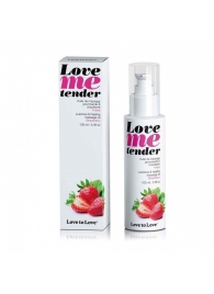 Съедобное согревающее массажное масло Love Me Tender Strawberry с ароматом клубники - 100 мл. - Love to Love - купить с доставкой в Омске