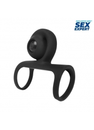 Черная вибронасадка на пенис Sex Expert - Sex Expert - в Омске купить с доставкой