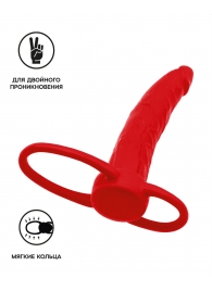 Красная насадка на пенис для двойного проникновения Black Red - 16,5 см. - ToyFa - купить с доставкой в Омске