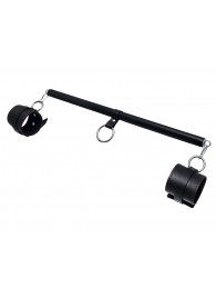 Черная распорка для ног с кожаными манжетами - Pecado - купить с доставкой в Омске