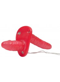 Красный женский страпон с вагинальной пробкой Bad Kitty - 18 см. - Orion - купить с доставкой в Омске