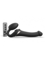 Черный безремневой страпон Multi Orgasm Size M с клиторальной стимуляцией - Strap-on-me - купить с доставкой в Омске