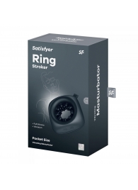 Черный мужской вибромассажер Ring Stroker - Satisfyer - в Омске купить с доставкой