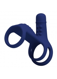 Синяя вибронасадка на пенис Vibrating Penis Sling - Baile - в Омске купить с доставкой