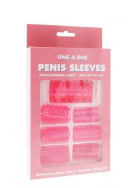 Набор из 7 розовых насадок на пенис ONE-A-DAY PENIS SLEEVES PINK - Seven Creations - в Омске купить с доставкой