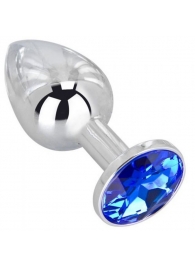 Анальное украшение BUTT PLUG  Small с синим кристаллом - 7 см. - Anal Jewelry Plug - купить с доставкой в Омске
