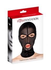 Черная сетчатая маска на голову с отверстиями для глаз и рта - Fetish Tentation - купить с доставкой в Омске