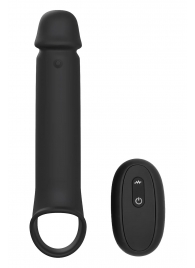 Черная насадка-удлинитель с вибрацией Vibrating Extender With Remote - Dream Toys - в Омске купить с доставкой