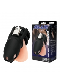 Черная клетка для пениса Silicone Small 2 in Cock Cage With Ball Divider - BlueLine - купить с доставкой в Омске