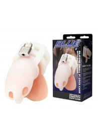 Белая клетка для пениса Silicone Small 2 in Cock Cage With Ball Divider - BlueLine - купить с доставкой в Омске