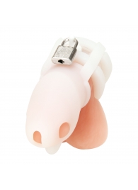 Белая клетка для пениса Silicone Small 2 in Cock Cage With Ball Divider - BlueLine - купить с доставкой в Омске