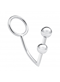 Кольцо на пенис с анальным стимулятором Two Bead Stainless Steel Anal Hook   Cock Ring - BlueLine - в Омске купить с доставкой