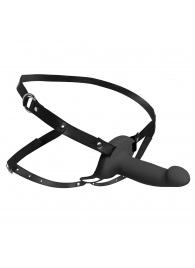 Черный полый страпон с вибрацией 2’’ Erection 28X Smooth Vibrating Silicone Penis Sheath - XR Brands - купить с доставкой в Омске