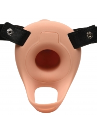 Телесный полый страпон 2  Erection 28X Smooth Vibrating Silicone Penis Sheath - 16 см. - XR Brands - купить с доставкой в Омске