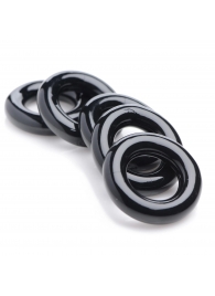 Комплект из 5 черных эрекционных колец для мошонки Ring Master Custom Ball Stretcher Kit - XR Brands - в Омске купить с доставкой