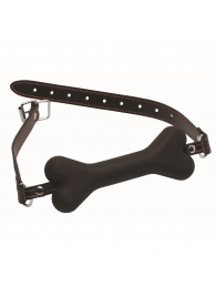 Черный кляп в форме косточки Hound Adjustable Dog Bone Gag - XR Brands - купить с доставкой в Омске