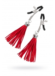 Зажимы на соски «Прищепки» с красными кисточками из замши - Pecado - купить с доставкой в Омске