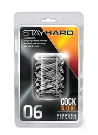 Прозрачная насадка с объёмными чёрточками STAY HARD COCK SLEEVE 06 CLEAR - Blush Novelties - в Омске купить с доставкой