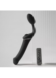 Черный безремневой вибрострапон Strap-On-Me Multi Orgasm Size XL - Strap-on-me - купить с доставкой в Омске