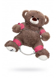 Бондажный набор: бурый мишка с розовыми оковами и наручниками - Pecado - купить с доставкой в Омске