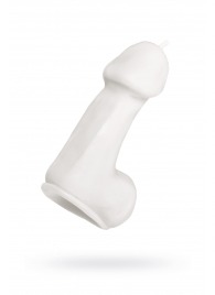 Белая свеча в форме пениса - 47 гр. - Pecado - купить с доставкой в Омске
