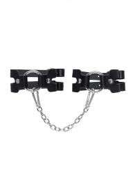 Черные кожаные оковы из двух ремешков - Pecado - купить с доставкой в Омске