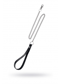 Поводок с ручкой из черной натуральной кожи и карабином для ошейника - Pecado - купить с доставкой в Омске