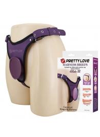 Фиолетовые трусики харнесс с платформой Caludio III - Baile - купить с доставкой в Омске