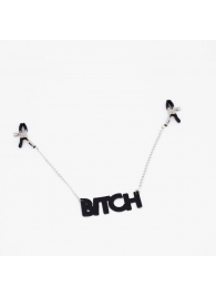 Зажимы на соски с кожаной подвеской Bitch - Crazy Handmade - купить с доставкой в Омске