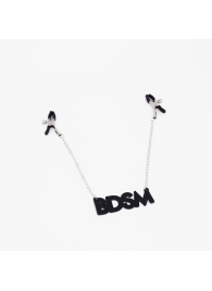 Зажимы на соски с кожаной подвеской BDSM - Crazy Handmade - купить с доставкой в Омске